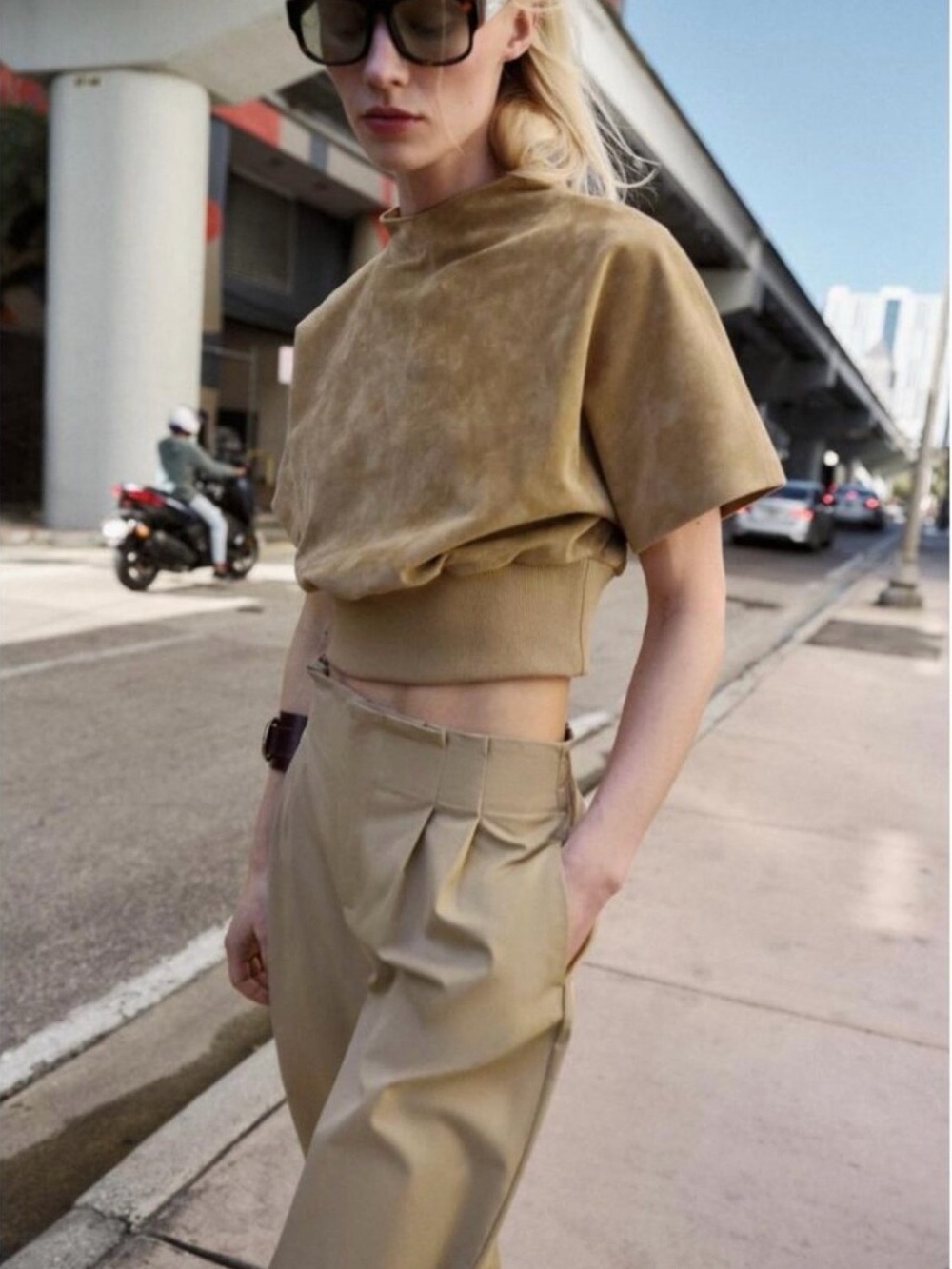 ZARA 100% suede top- NWT
